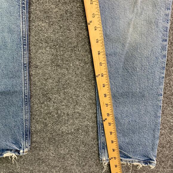 Agolde Riley Long Jeans Distressed Raw Hem Cove Light Wash Size 23 - Picture 8 of 11